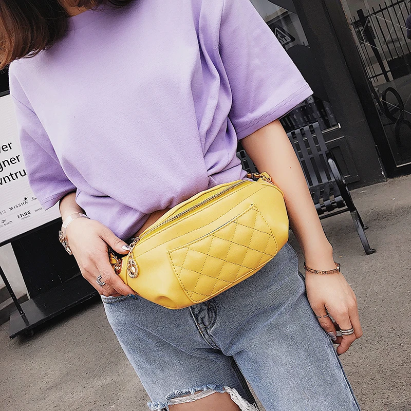 Fanny Pack Waist Bag Women Round Belt Bag Luxury Brand Leather Chest Handbag Pink Black Yellow 2018 New Fashion Hight Quality