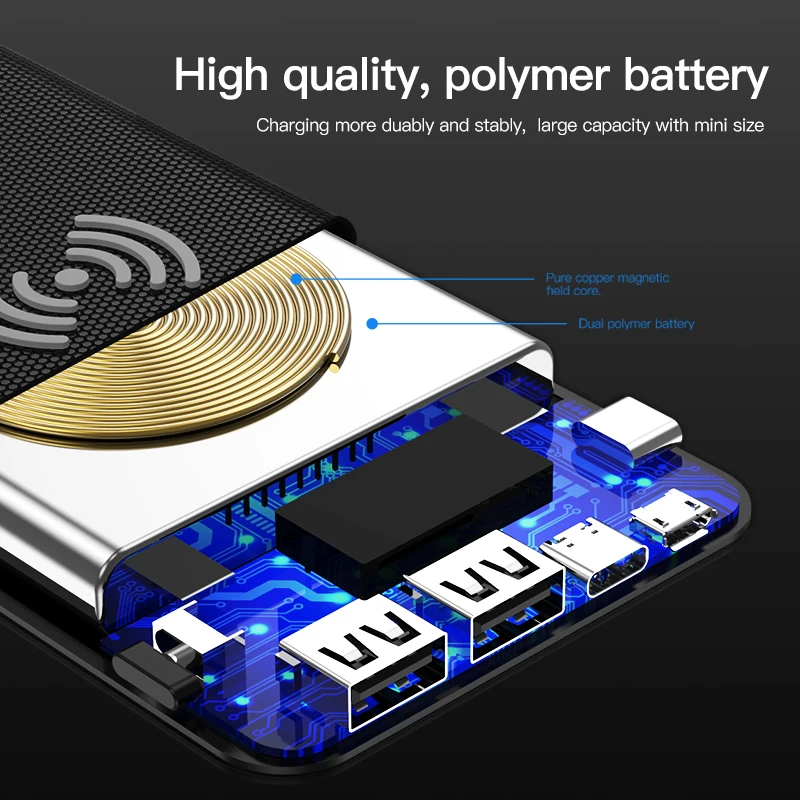 TOTU 10000mAh QI Wireless Charger Dual USB Power Bank For iPhone Xs Max X 8 LED Display External Battery Powerbank For Samsung TOTU 10000mAh QI Wireless Charger Dual USB Power Bank For iPhone Xs Max X 8 LED Display External Battery Powerbank For Samsung