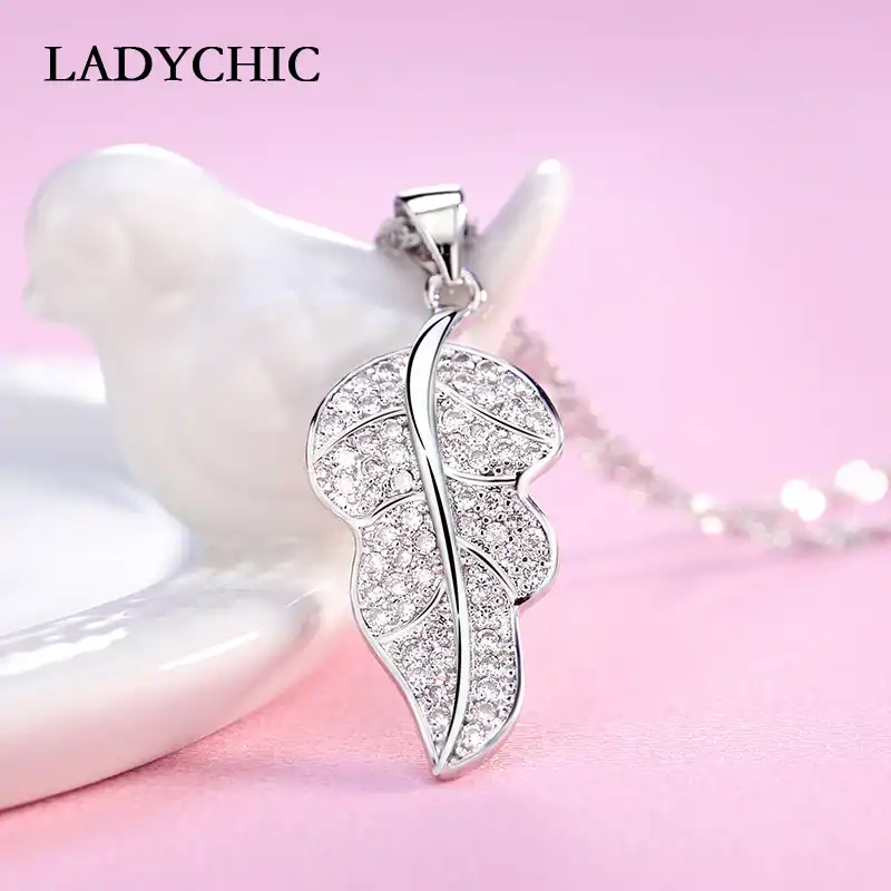 LADYCHIC классический дизайн романтический циркон камень лист кулон ожерелье Модные