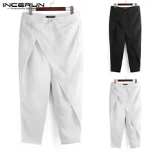 INCERUN уличная свободный необычный модный мужской костюм брюки однотонные джоггеры повседневные брюки мужские на пуговицах мусульманская одежда S-5XL