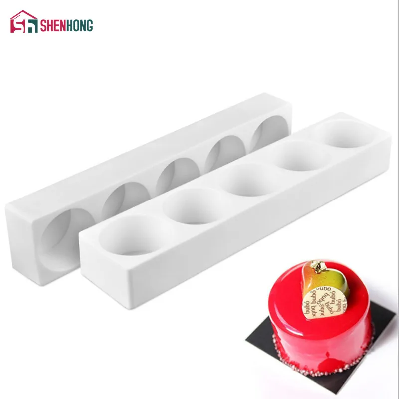

New 1 Piece Cylinder Pudding Mousse Cake Mold For Baking Home Party Silicone Mould DIY Baking Christmas Wedding Moldes