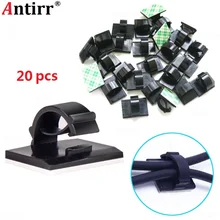 20pcs Car Cable Winder Fastener Charger Line Clasp Wire Cord Clip Tie Fixer Organizer Desk Wall Clamp Holder Management Adhesive