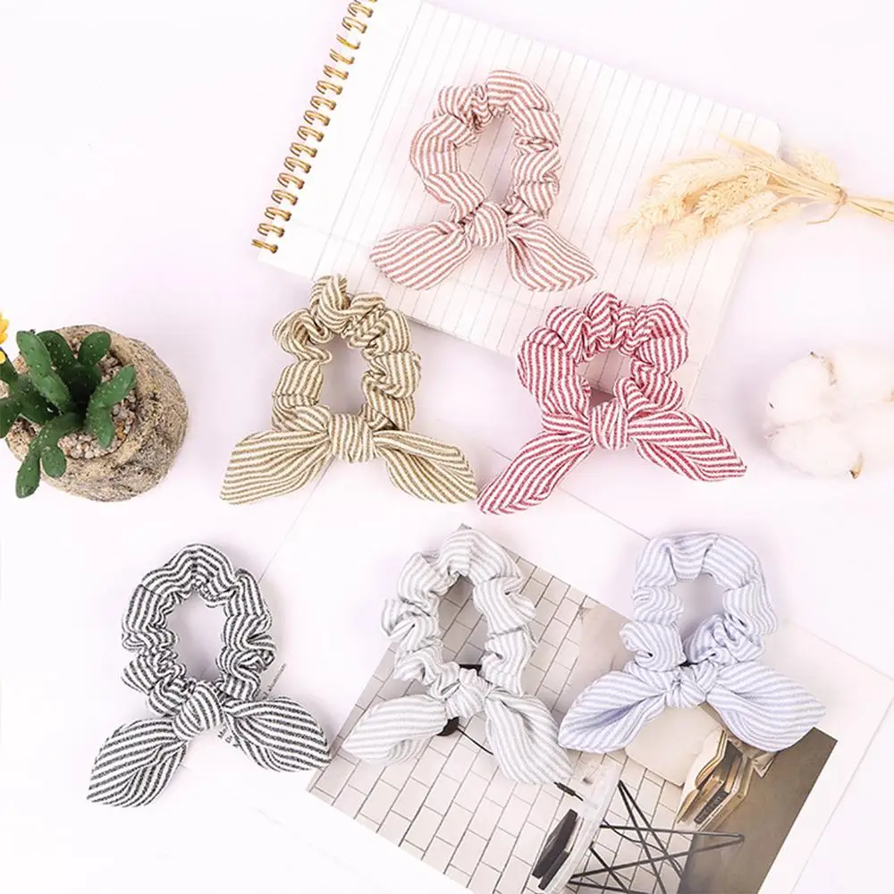 

2019 Hair Accessories Stripesd Scrunchie For Girls Ponytail Holder Hair Rope Rubber Bands Ponytail Holder Girls Good