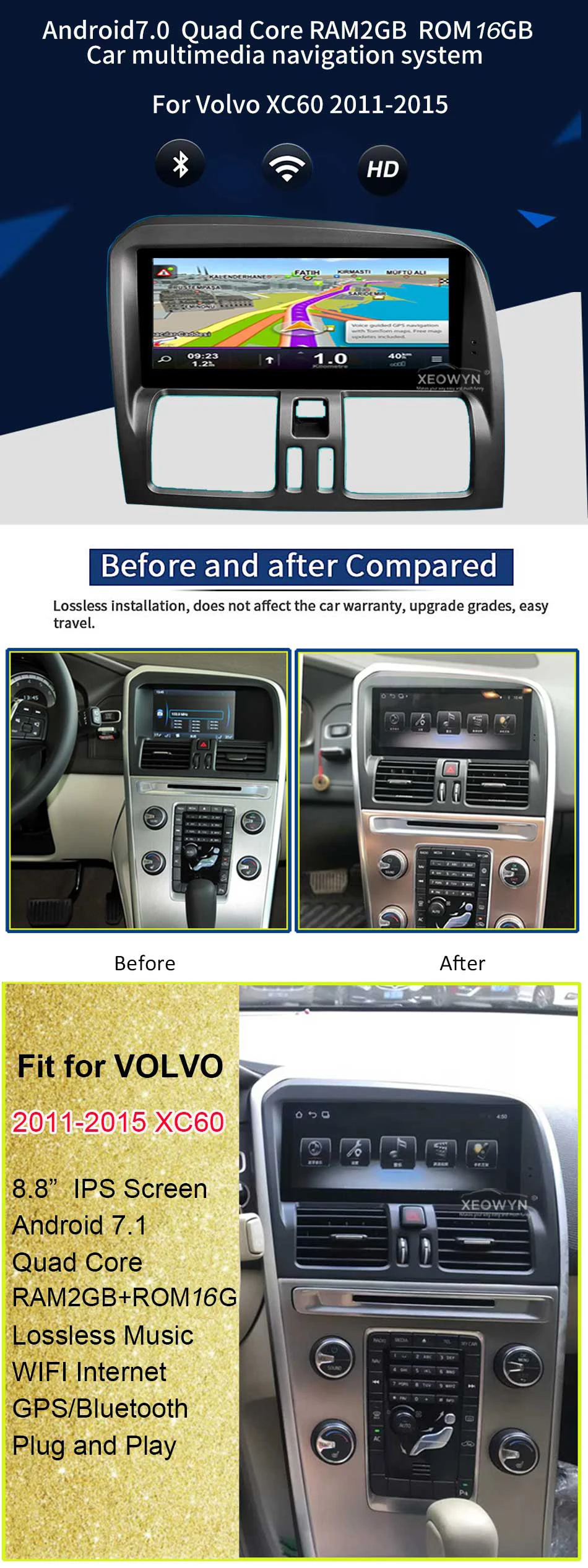 Sale 8.8inch Quad Core RAM2G For Volvo XC60 / S60 2009-2015 Android 7.0 Car Radio Stereo GPS Navigation Support trip informaiton 4 Sale 8.8inch Quad Core RAM2G For Volvo XC60 / S60 2009-2015 Android 7.0 Car Radio Stereo GPS Navigation Support trip informaiton 4