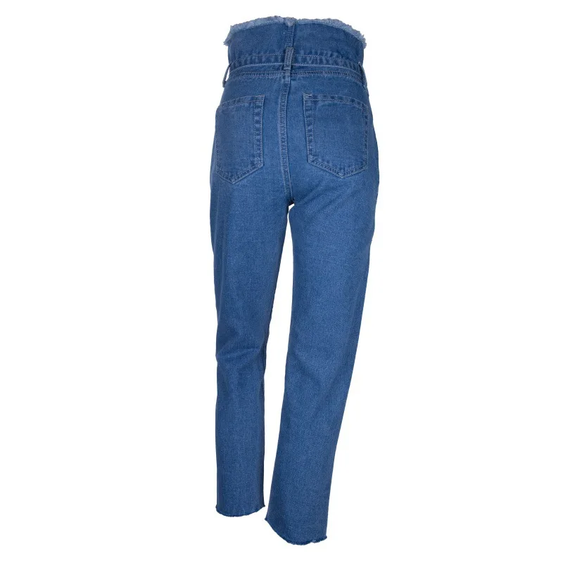 Женские джинсы с высокой талией, джинсы с кружевом, уличный стиль, брюки длиной до щиколотки, на молнии, Прямые хлопковые брюки