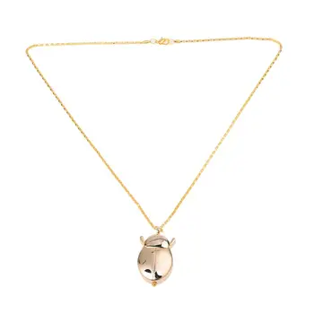 

Practical Ladies Arabic Numerals Display Gold Tone Ladybug Pendant Necklace Watch