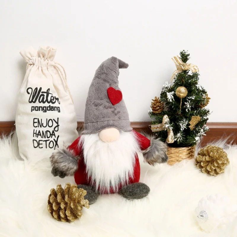 Handmade Xmas Gonk Dwarf Elf Figurines Tabletop Decoration,Household Home Faceless Dolls Gifts Ornaments,Holiday Table Fireplace Decorations Hilif Christmas Gnomes Plush Knitted Santa Doll 