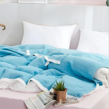 

Summer Throw Blanket - 100% Cotton Blankets four layers Gauze Adult Blankets for Beds Brand sofa and bedding muslin Blanket