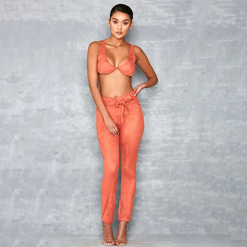 Tobinoone مثير 2 قطعة مجموعة النساء عارية الذراعين Hollot خارج اثنين من قطعة مجموعة المحاصيل أعلى Bralette و السراويل المرأة مجموعات الصيف الإناث