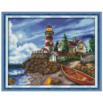 

The Seaside Lighthouse(3) Counted Cross Stitch 11CT 14CT Cross Stitch Sets Cross-stitch Kits Embroidery Needlework