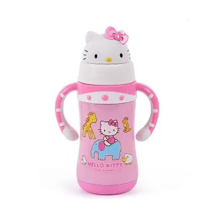 Kitty вакуум KT Дети 304 нержавеющая сталь бутылки для воды в соломе высокое герметичное качество вес 289 г - Цвет: Розовый
