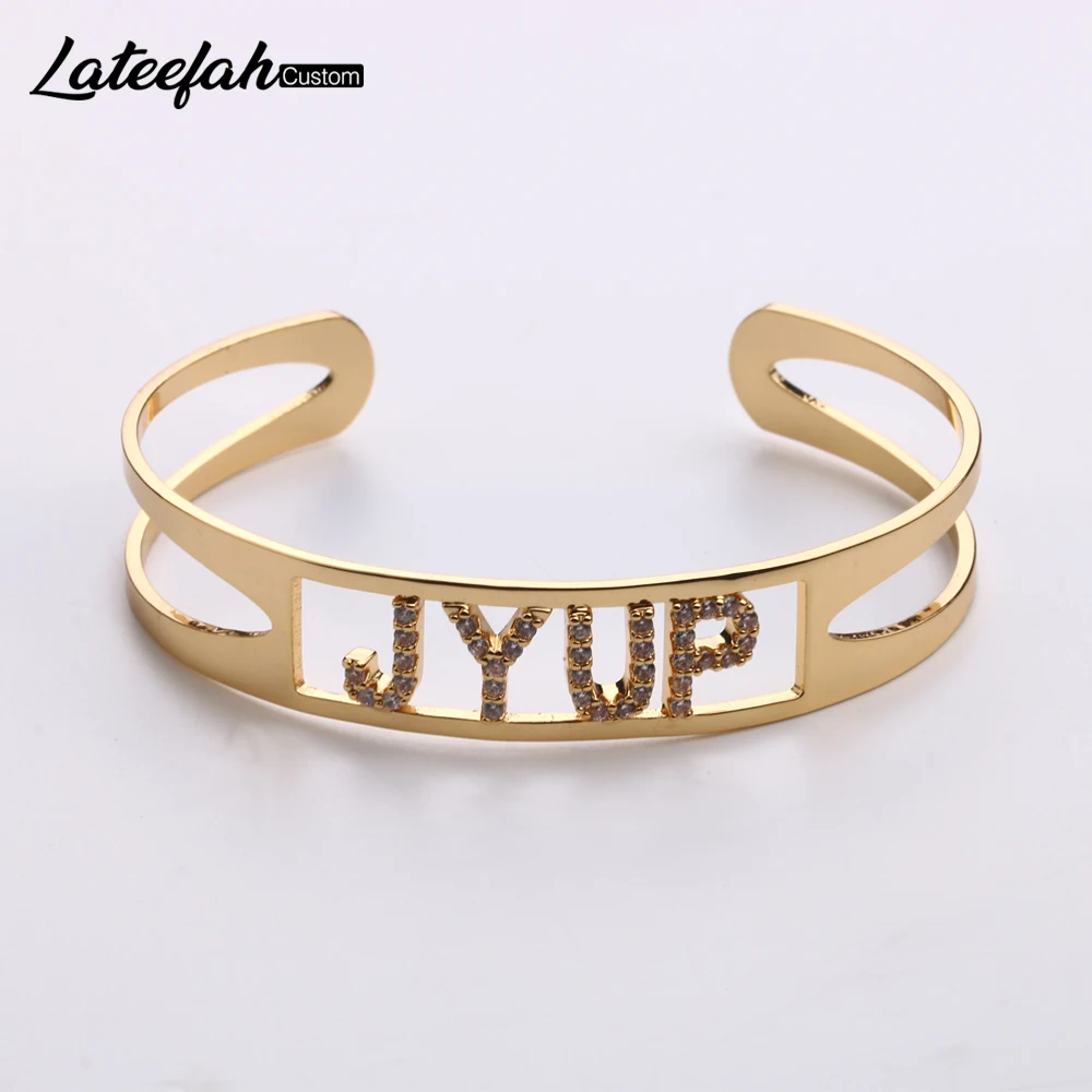 Lateefah Custom Name ID Bar Bracelet Gold Cubic Zirconl Initial Charm Bracelets For Women Personalize Jewelry Best Friends Gift лежанка манчестер best friends 49 х 45 х 16 см серая