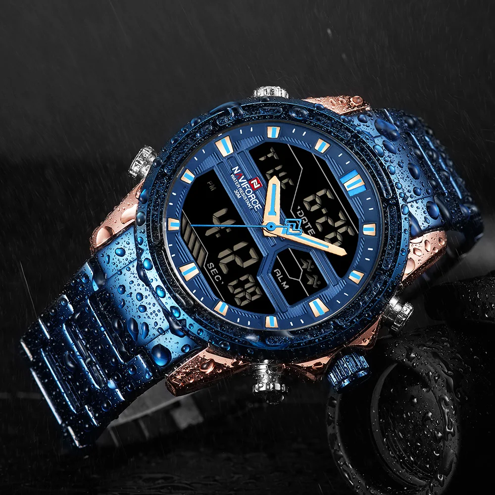 Relogio Masculino NAVIFORCE Brand Men Sport Watches Men LED Analog Digital Military Watch Steel Stainless Quartz Male Clock