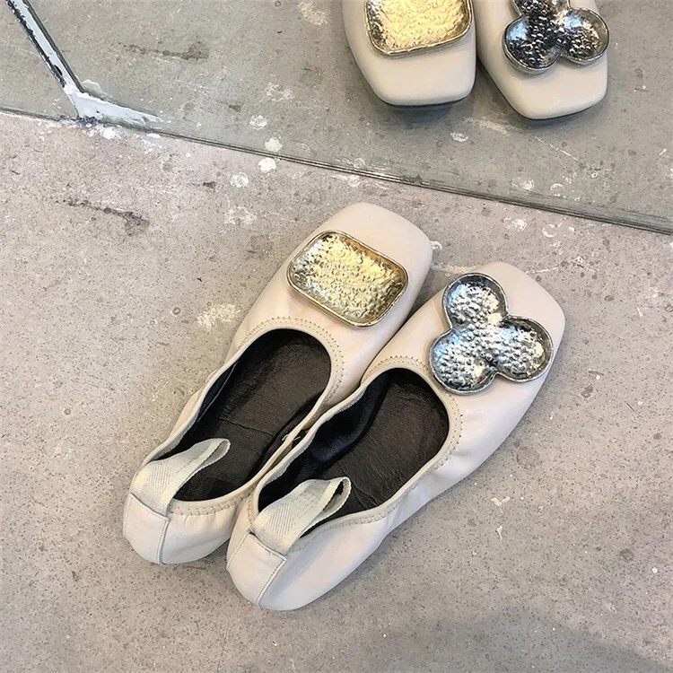 

2019 woman ladies sheepskin genuine leather flat heel shoes