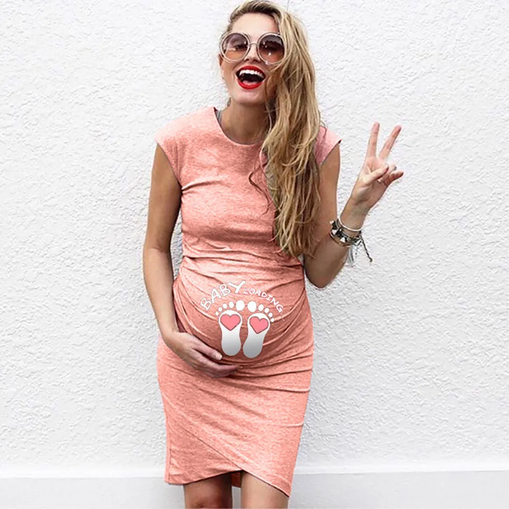 

MUQGEW Women Dress Maternity Photography Props Solid Print Pregnancy Dresses Summer Fancy Shooting Photo Maternity Dress 2019
