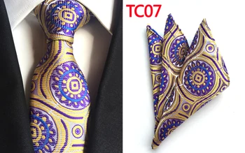 

NEW 8cm Luxury Men's Ties SET Classic Jacquard Woven Gravata Sets with Handkerchief