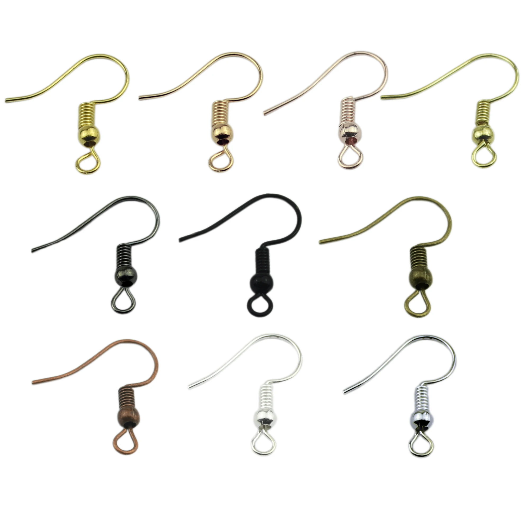 100pcs/lot stainless steel Earring Hook Ear Hook Clasp With Bead Charms