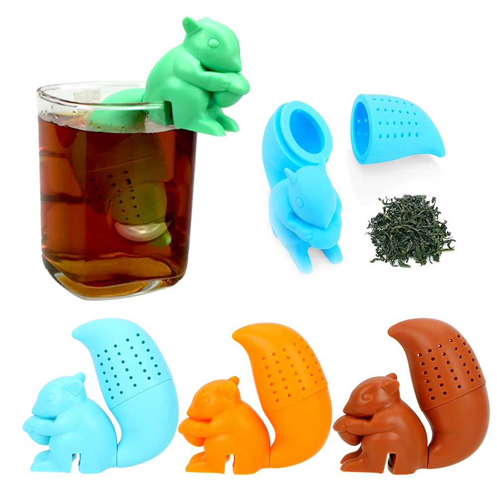 

Tea Infuser Silicone Cute Squirrel Shape Tea Coffee Loose Leaf Strainer Bag Mug Filter Teapot Teabags Drinkware F
