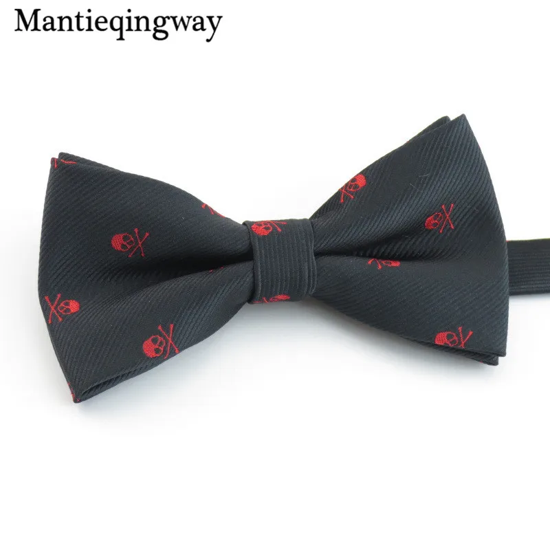 Mantieqingway модный бренд полиэстер мужской s сам модный галстук-бабочка галстук с черепом галстук-бабочка формальный бизнес Свадебный галстук-бабочка для мужчин - Цвет: Balck Red