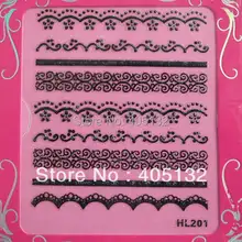 20 листов/партия Смешанные черные кружева различных типов 3D кружева наклейки для ногтей