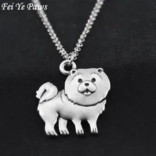 Fei Ye Paws винтажное длинное ожерелье из нержавеющей стали с подвеской в виде милой чау-собаки, массивное ожерелье для женщин, колье, ювелирные изделия для домашних животных