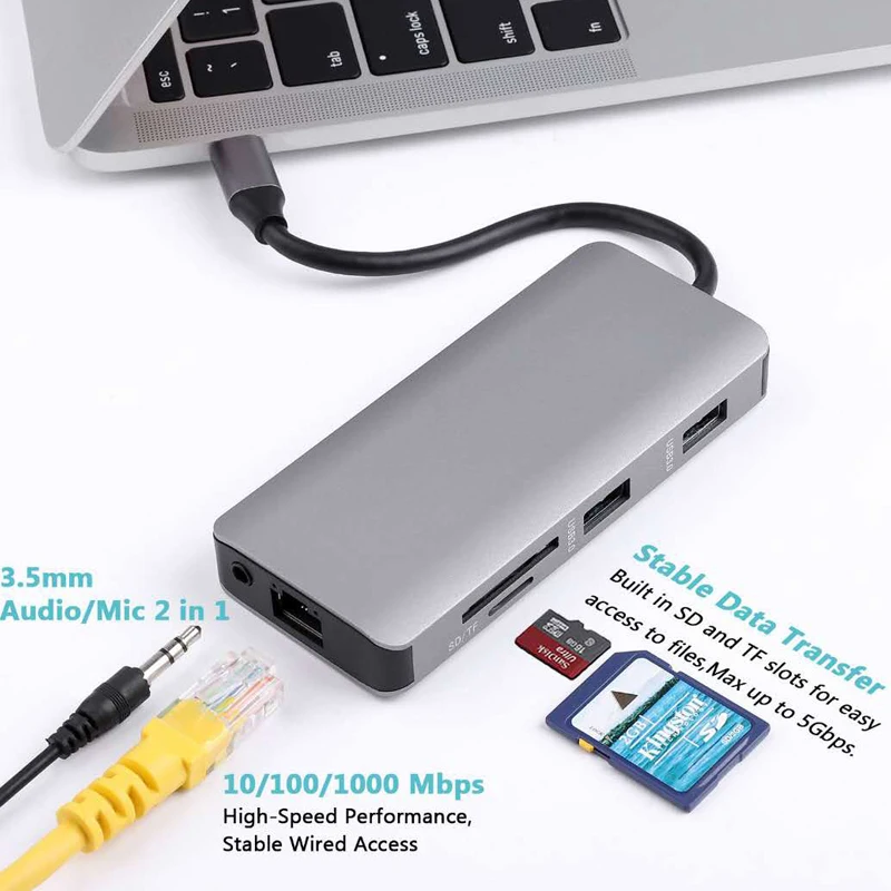 Docking Station with Type C Plug HDMI VGA USB3.0 Audio Power Delivery Hub for Laptop Macbook Pro HP