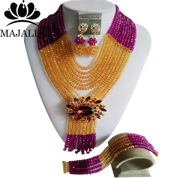 

Fashion african jewelry set Purple nigerian wedding african beads jewelry set Crystal Free shipping Majalia-403