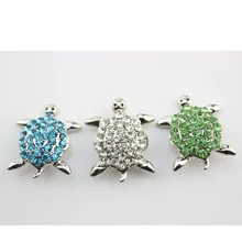 Серебро 18 мм Морская черепаха украшение с защелкой белый зеленый синий горный хрусталь подходит 18-20 мм защелки браслет ожерелье 10 шт./партия