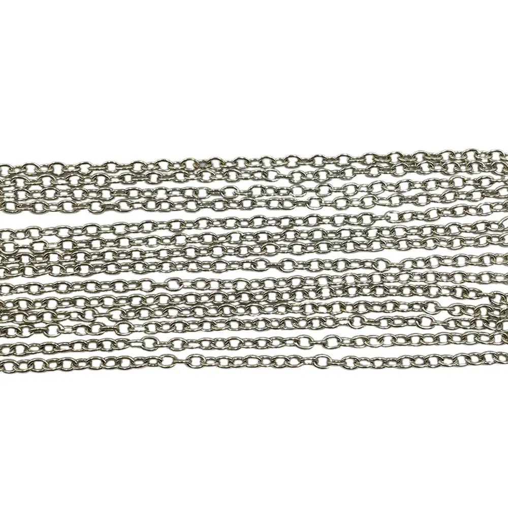 

Rhodium Plated 100m 2mm 2.5mm 3mm O Cross Cable Chains Link Chain Findings for Jewelry Making CBC-03