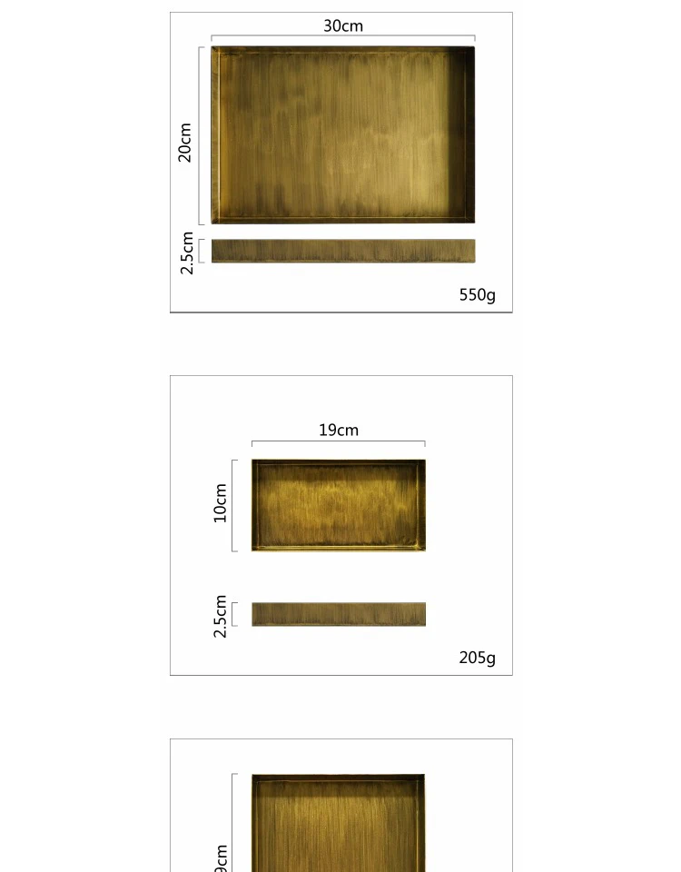 Sweetgo Винтаж Золотой металлический поднос гладить прямоугольник пластина 30820 см для чайной церемонии аксессуар дисплей пластины для