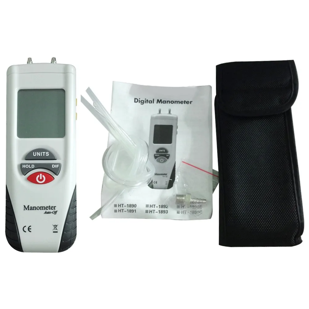 

2018 Newest HT-1890 Large LCD Screen Display High performance Digital Manometer Handheld Air Pressure Meter White & Black