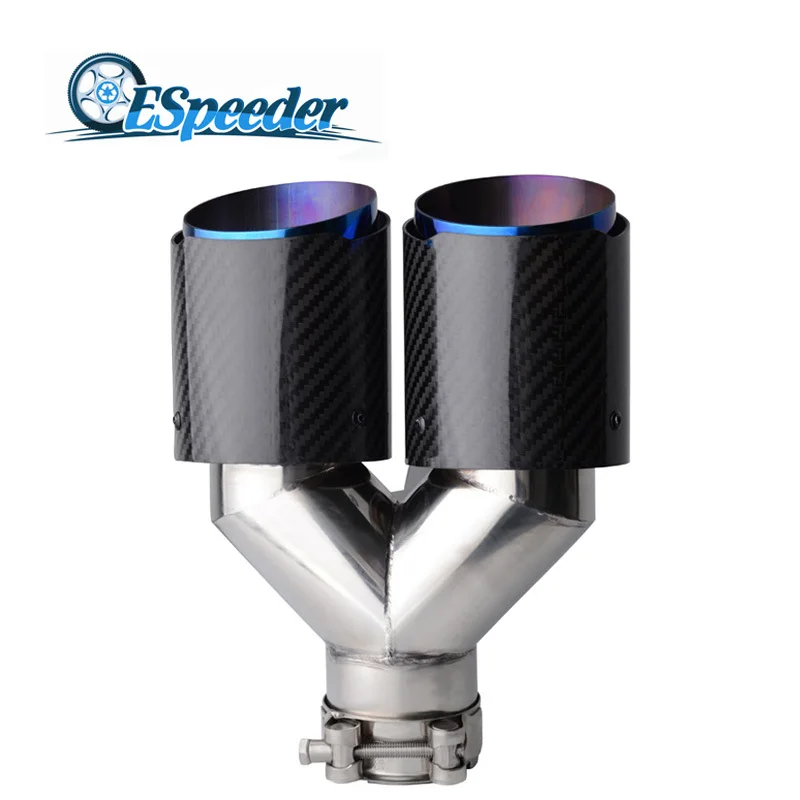 

ESPEEDER Universal Stainless Steel Car Muffler 2.5" inlet To 3.5" Outlet Y Pipe Exhaust System Exhaust Tip Muffler