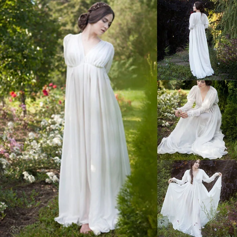 Женское средневековое платье, белое винтажное платье в стиле ренессанс, длина до пола, женские платья для косплея в стиле ретро, длинное