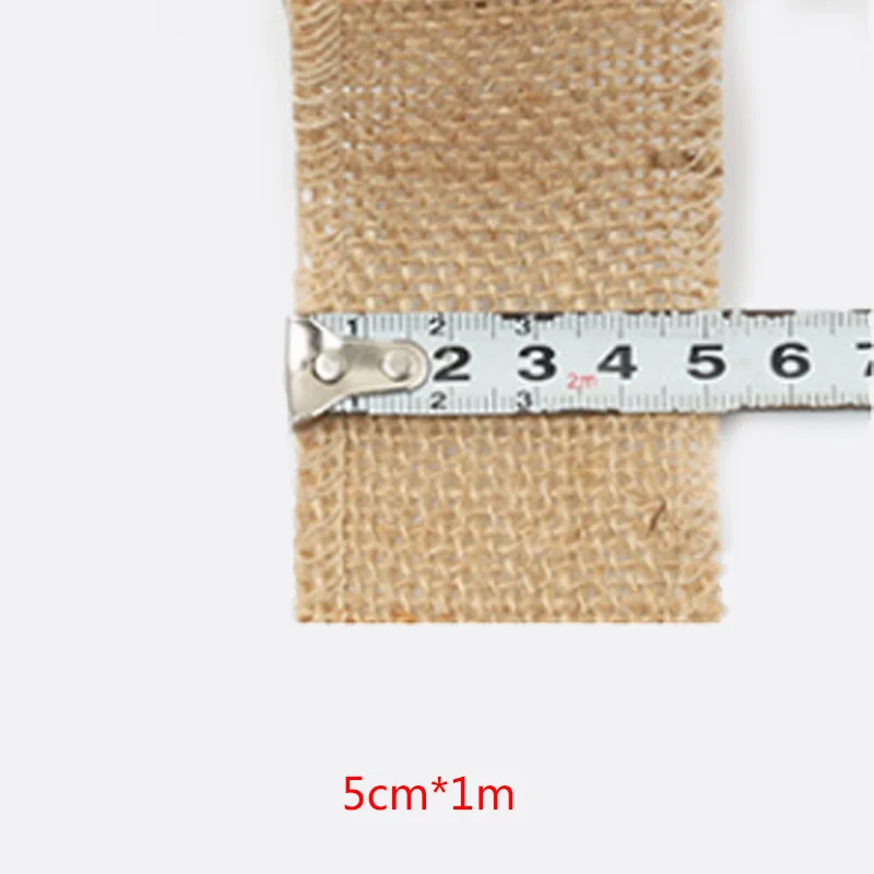 5cm Натуральная пеньковая лента для свадебной вечеринки, Высококачественная декоративная лента из джута, мешковины, 1 м/рулон, Подарочная обертка, сделай сам, материал для сумки - Цвет: 5cm