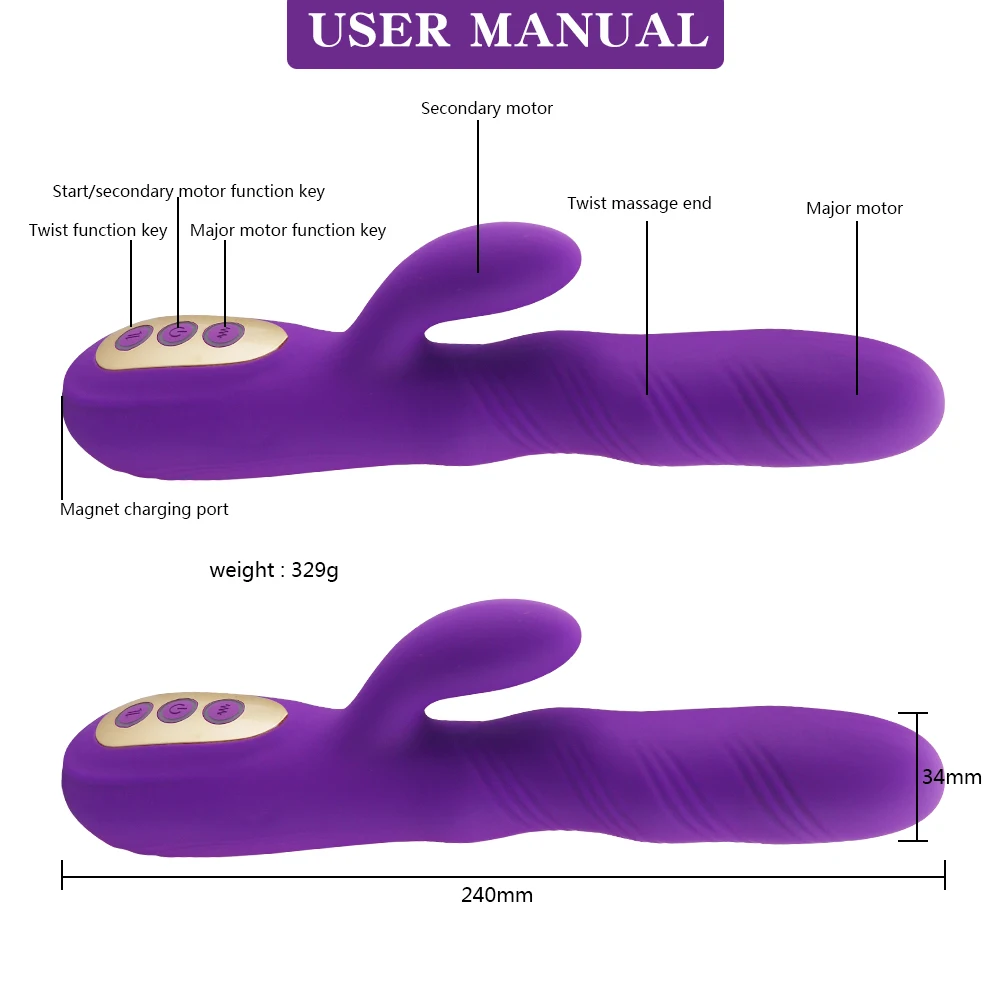G Spot Vibrator Rechargeable Dildo 12 Vibration Modes Clitoris Stimulator Handheld Wand Massager Sex Toys for Women