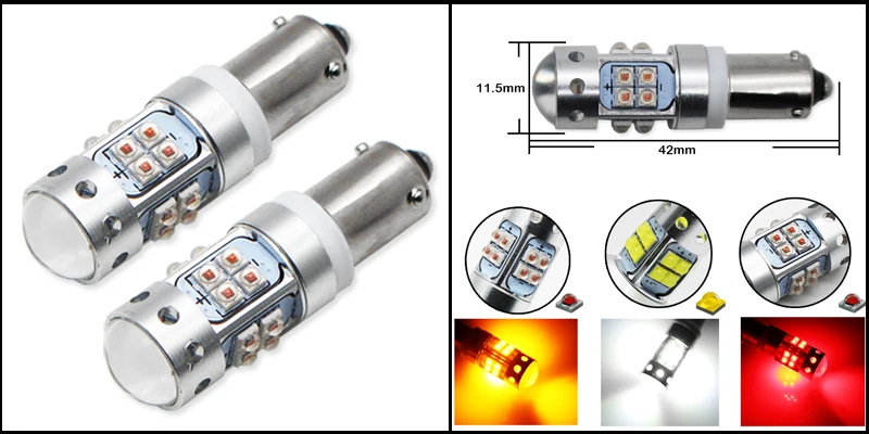 2) 6000K Ксеноновые белые 16-SMD H21W BAY9s 120 degress светодиодный Сменные лампы для автомобиля заднего хода или парковочных огней, 12V