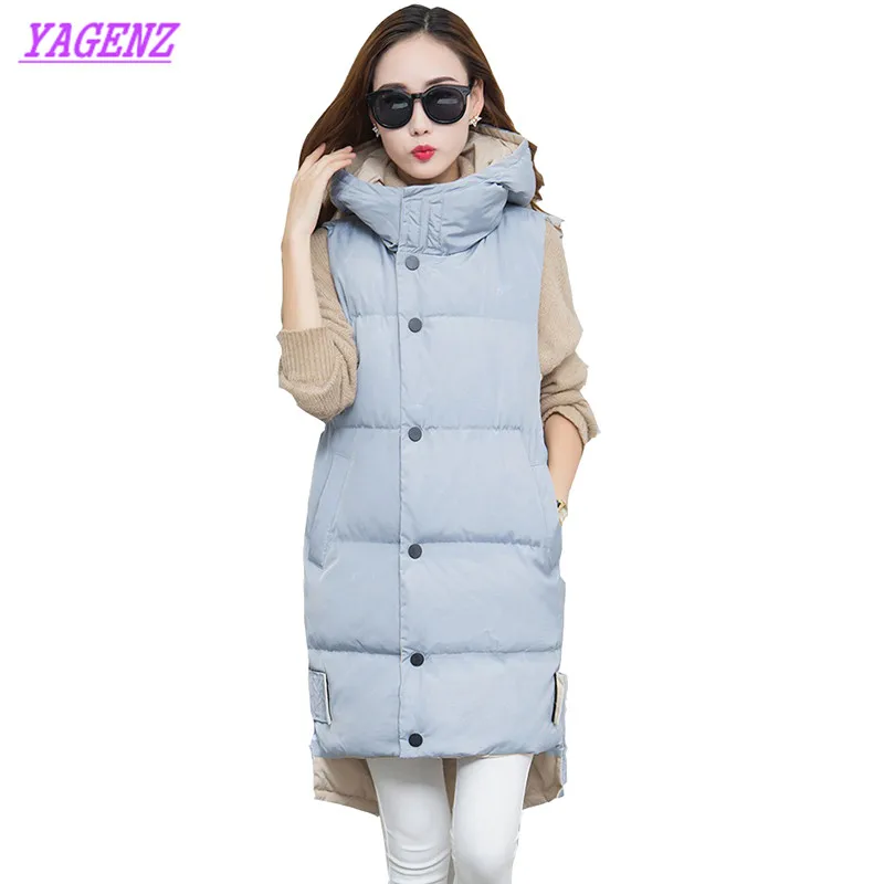 Autumn winter New Women Long Warm Down cotton Vest Jacket Women Hooded High quality Cotton vest Black Young Woman Waistcoat B176 Autumn winter New Women Long Warm Down cotton Vest Jacket Women Hooded High quality Cotton vest Black Young Woman Waistcoat B176