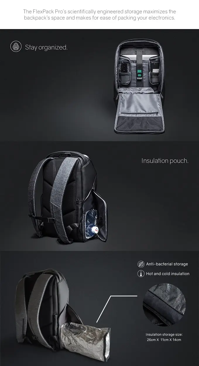 Krion FlexPack лучший функциональный Противоугонный вещевой рюкзак мужские модные рюкзаки дорожные сумки через плечо