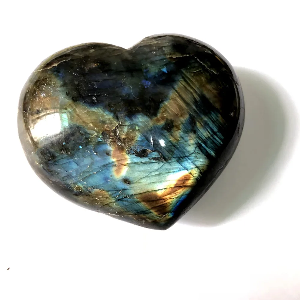 

Only ONE!! Large Labradorite Heart - Carved Blue Flash Labradorite Reiki Chakra Healing Stone Hearts, 90x43mm 350grams