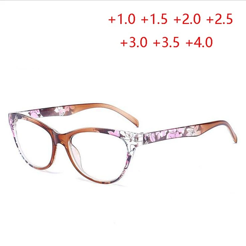

+1.0 +1.5 +2.0 To +4.0 Cat Eye Magnifie Glasses For Sight Retro Tea/Red/Blue Frame Diopter Glasses For Elderly Lentes de lectura