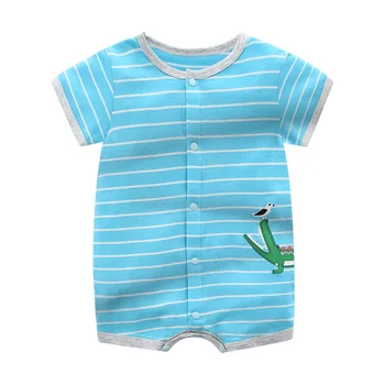 

Newborn Baby Clothes Casual Summer Pinstriped Crocodile Romper For Infant Baby Boys Short Sleeve Jumpsuit