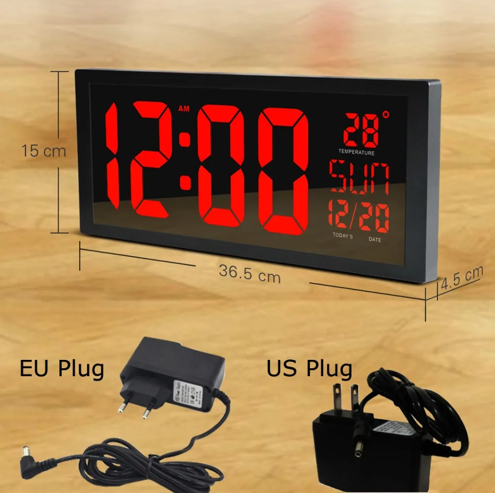 Meja Persegi 14 Inch Jam Dinding Digital Led Kalender Suhu Jam Nomor Menonton Orang Tua Seperti 12 Jam Besar Dengan Us Eu Plug Wall Clock Wall Clock Digital Ledwall Clock Digital Aliexpress