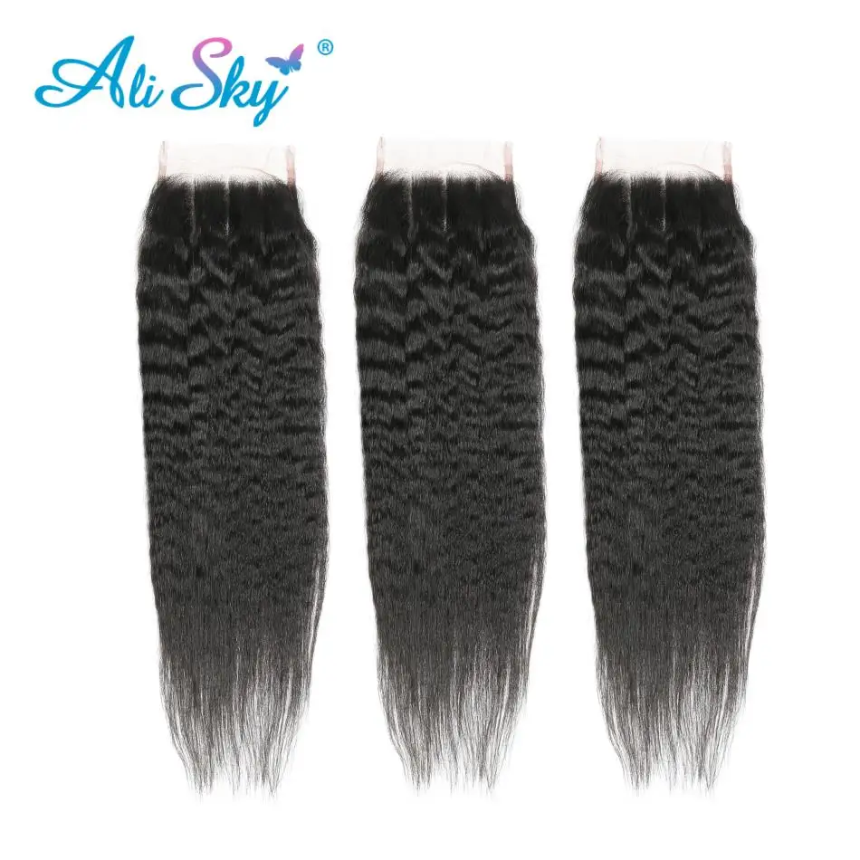 1/3/5PCS Peruvian Kinky Straight Closure Transparent Lace Closure 4x4 hd Lace Frontal Closure Brazilian Hair Human Hair Closure