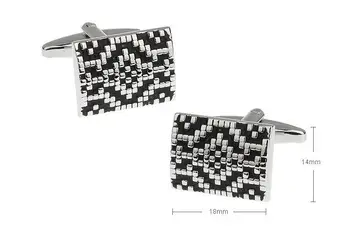 

10pairs/lot Creative Mosaic Pattern Cufflink Silver Rectangle Cuff Links Wedding/Business Gift Men's Jewelry Wholesale