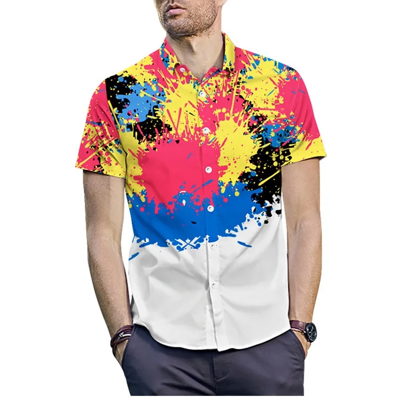 men shirt 6 Европейский размер Повседневная Уличная Мужская рубашка короткий рукав летний отдых пляж гавайская рубашка 3D растительный принт брендовая рубашка - Цвет: men shirt 6