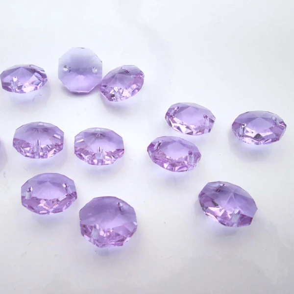 200PCS 14mm Crystal Octagon Beads K9 Crystal 2 Holes Diy Wedding& Home Decoration Crystal Chandelier Lighting Parts - Цвет: purple