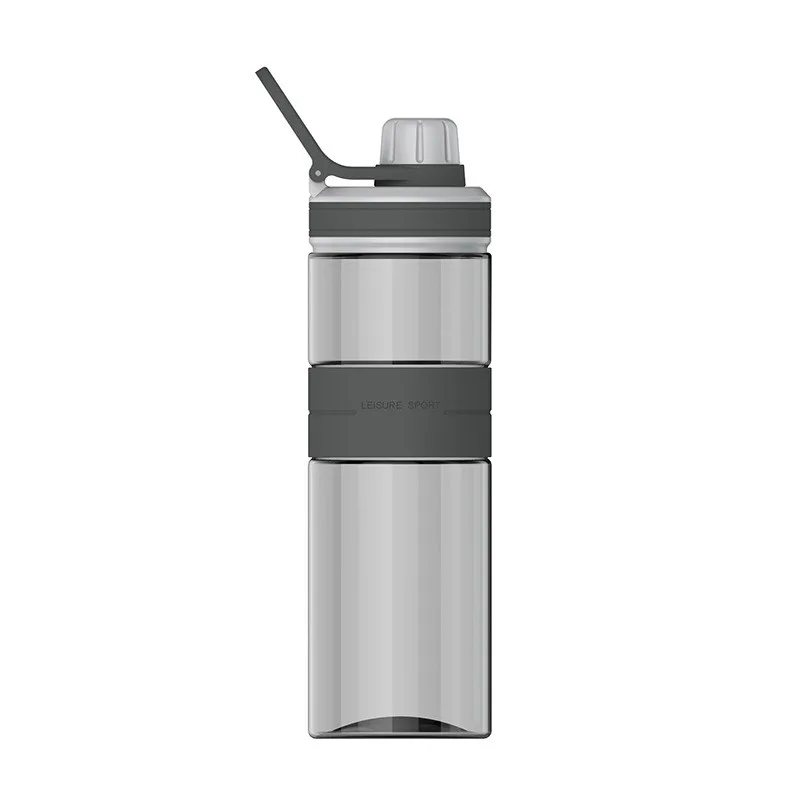 Светло-серый Летний BPA Free 600 мл обжигающая тритановая бутылка для воды портативная Спортивная уличная пластиковая бутылка с ручкой для фруктового сока - Цвет: Светло-серый