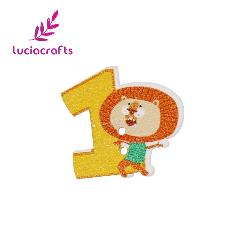 Lucia crafts 10 шт/50 шт 2,7-3 см 2 отверстия мультфильм Животные цифры пуговицы из натурального дерева пошив одежды «сделай сам» Аксессуары E0207