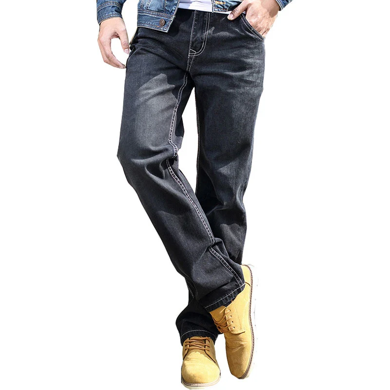 2018 весна и осень новые свободные прямые джинсы мужские удобные плотные дышащие больших размеров джинсы Размер 28-42 44 46 48