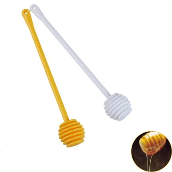 

2Pcs/Set Resin Honey Spoon Dipper Jam Stir Sticks Long Handle Dispensing Collecting Stirring Rod Yellow+White